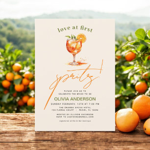 Love at First Spritz Orange Bridal Shower Invitation