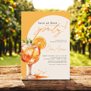 Love at First Spritz Orange Bridal Shower  Invitation