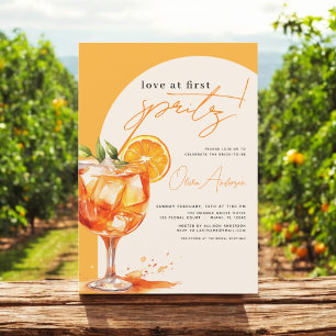 Love at First Spritz Orange Bridal Shower Invitation