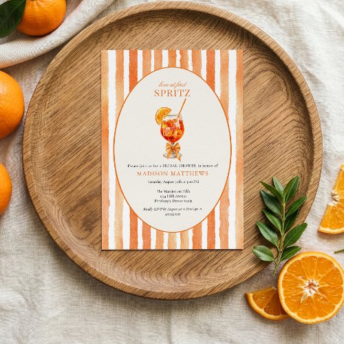 Love at First Spritz Orange Bridal Shower Invite