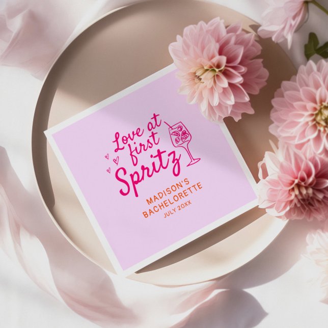 Love At First Spritz Pink Orange Bachelorette Napkins (Creator Uploaded)