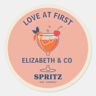 Love at First Spritz Preppy Bridal Shower Classic Round Sticker