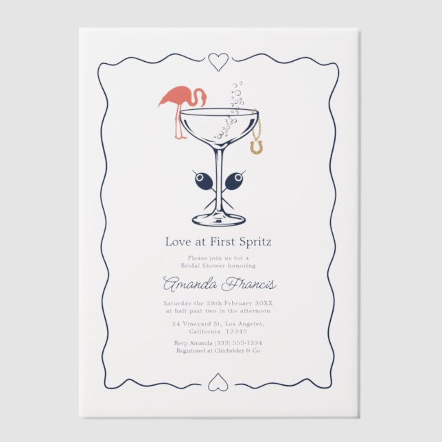 Love at First Spritz Preppy Bridal Shower Vellum Invitations (Front)