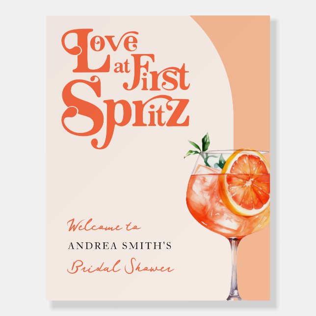 Love at First Spritz Retro Bridal Shower 22x28 Foam Board (Front)