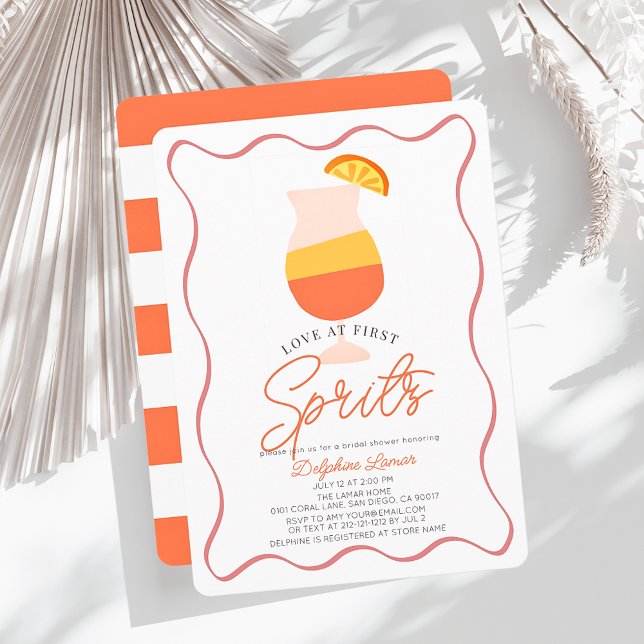 Love at First Spritz Retro Bridal Shower Invitation (Creator Uploaded)