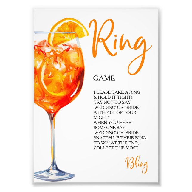 Love at First Spritz Ring Game Hunt Rings Photo Print (Front)