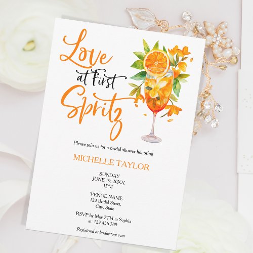 Love At First Spritz Summer Bridal Shower Invitation
