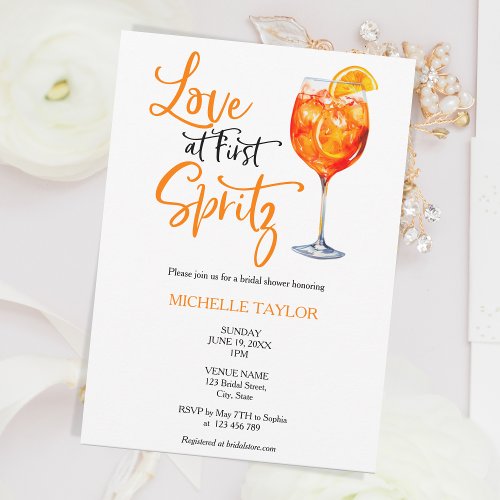 Love At First Spritz Summer Bridal Shower Invitation
