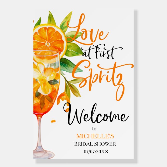 Love at First Spritz Summer Cocktail Bridal Shower Foam Board (Front)