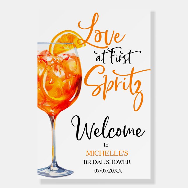 Love at First Spritz Summer Cocktail Bridal Shower Foam Board (Front)