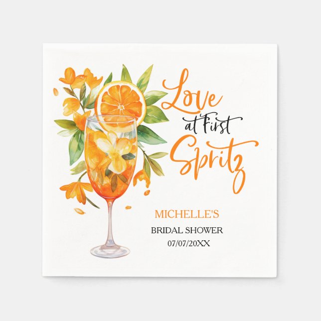 Love at First Spritz Summer Cocktail Bridal Shower Napkins (Front)