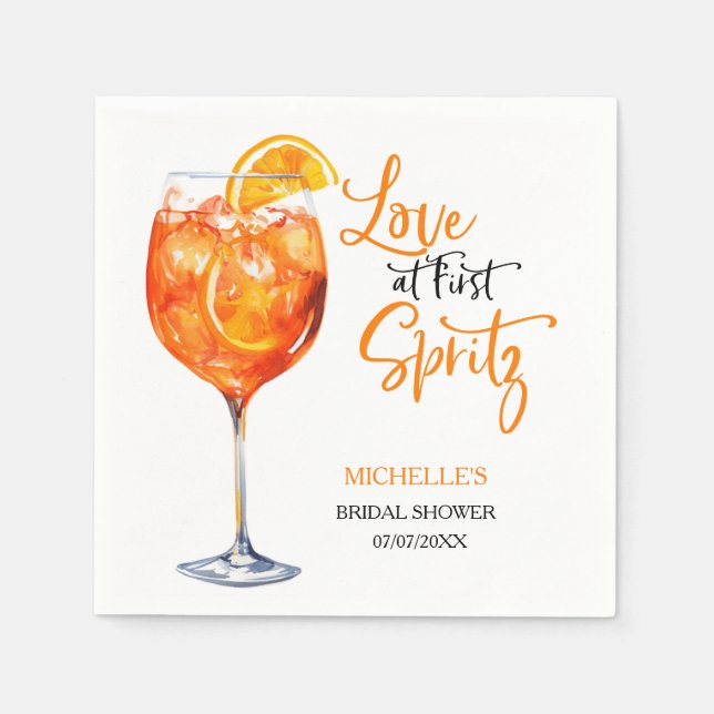 Love at First Spritz Summer Cocktail Bridal Shower Napkins (Front)