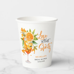 Love at First Spritz Summer Cocktail Bridal Shower Paper Cups