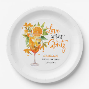 Love at First Spritz Summer Cocktail Bridal Shower Paper Plates