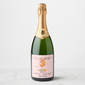 Love At First Spritz That's Amore Bridal Shower Sparkling Wine Label by McBooboo at Zazzle