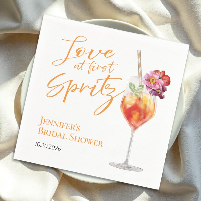 Love at First Spritz | Watercolor Bridal Shower Napkins (Creator Uploaded)