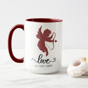 Love at First Swipe Cupid Photo Valentine Mug