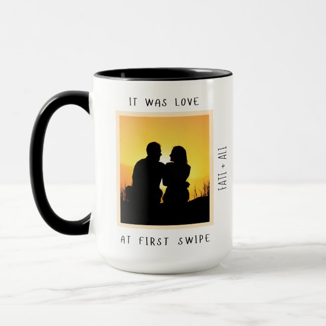 Love at First Swipe Online Couple Valentine Mug (Left)