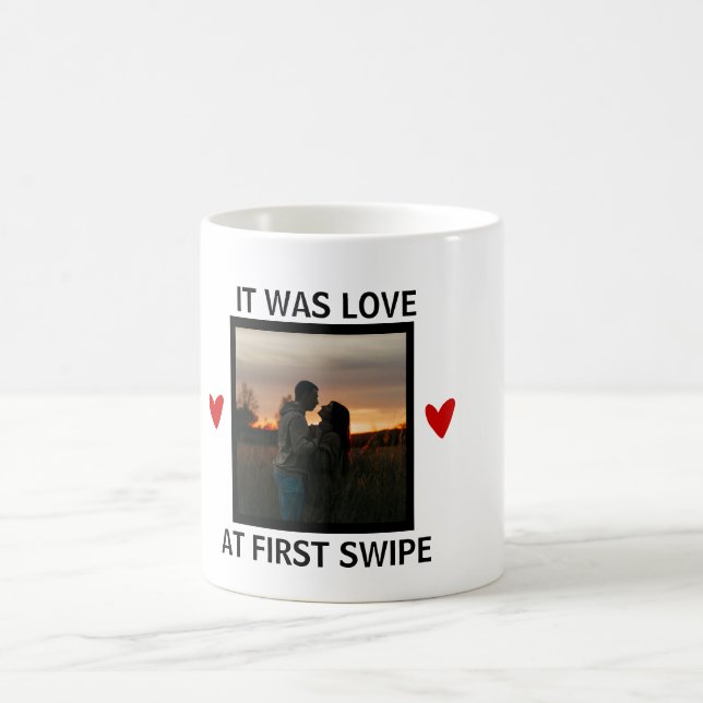 Love at First Swipe Online Couple Valentines Day  Coffee Mug (Center)