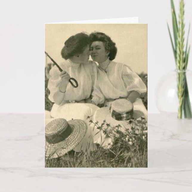 Love at the Park--Lesbian Vintage Greeting Card (Front)