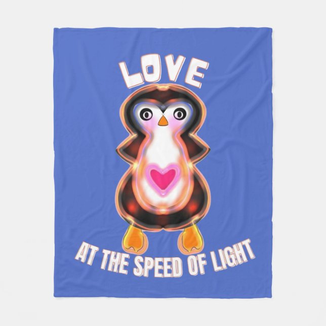 Love at the Speed of Light Penguin Gift Fleece Blanket (Front)
