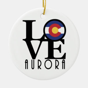 LOVE Aurora CO Ceramic Ornament