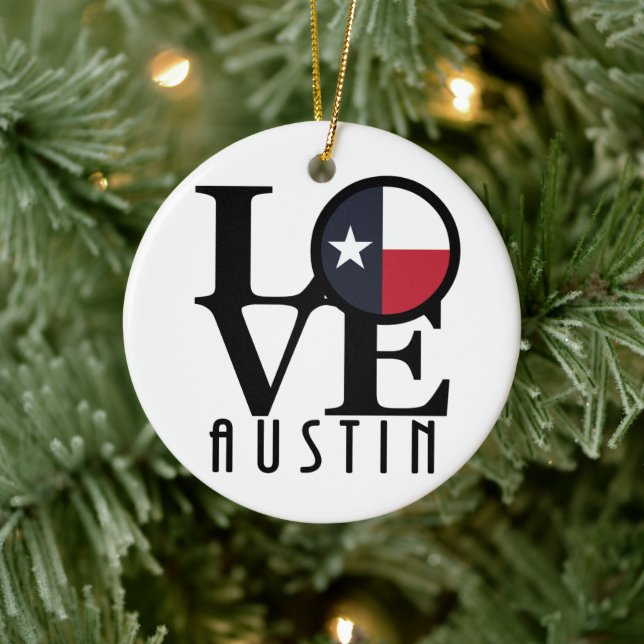 LOVE Austin Texas Ceramic Ornament (Tree)