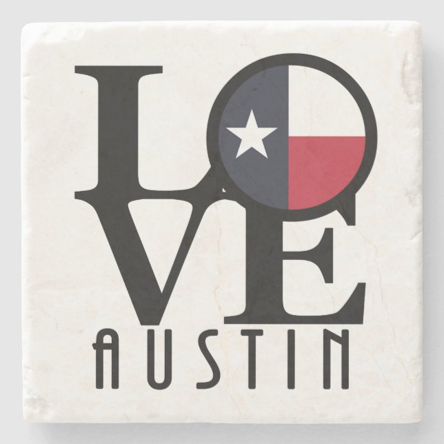 LOVE Austin Texas Stone Coaster (Front)