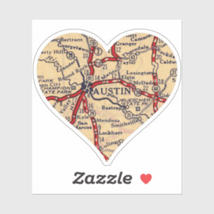 Love Austin Texas Vintage Map Sticker