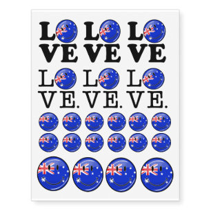 Love Australia Smiling Flag Temporary Tattoos