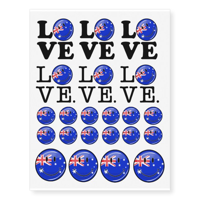 Love Australia | Smiling Flag Temporary Tattoos (Front)