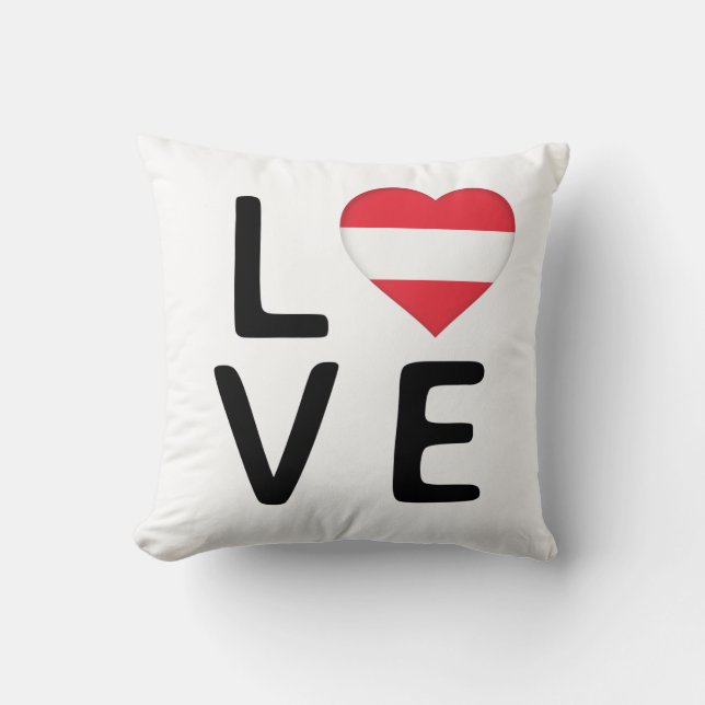 Love - Austria Flag Throw Pillow (Front)