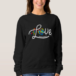 Love Autism Awareness Heart Puzzle Family Matching Sweatshirt