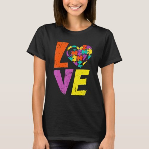 Love Autism Awareness Heart Puzzle Family Matching T-Shirt