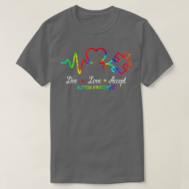 Love Autism Awareness Month Puzzle Accept Heart Li T-Shirt (Design Front)