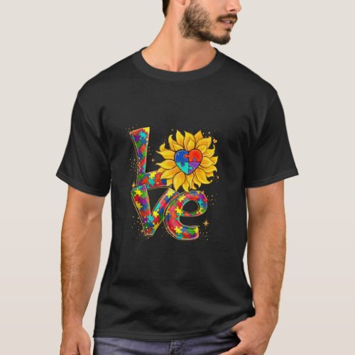 Love Autism Child Awareness Sunflower Choose Kindn T_Shirt