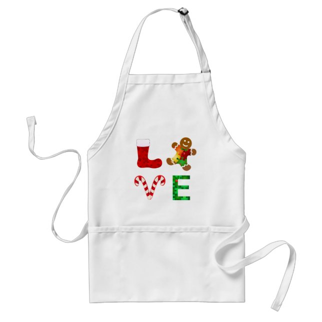 LOVE Autism Christmas Adult Apron (Front)