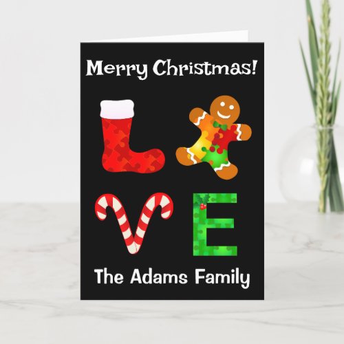 LOVE Autism Christmas Holiday Card