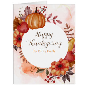 Love Autumn Happy Thanksgiving Greetings Holiday Cards