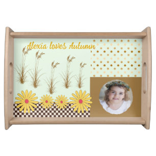 Love Autumn & Pampa Grass & Photo Serving Tray