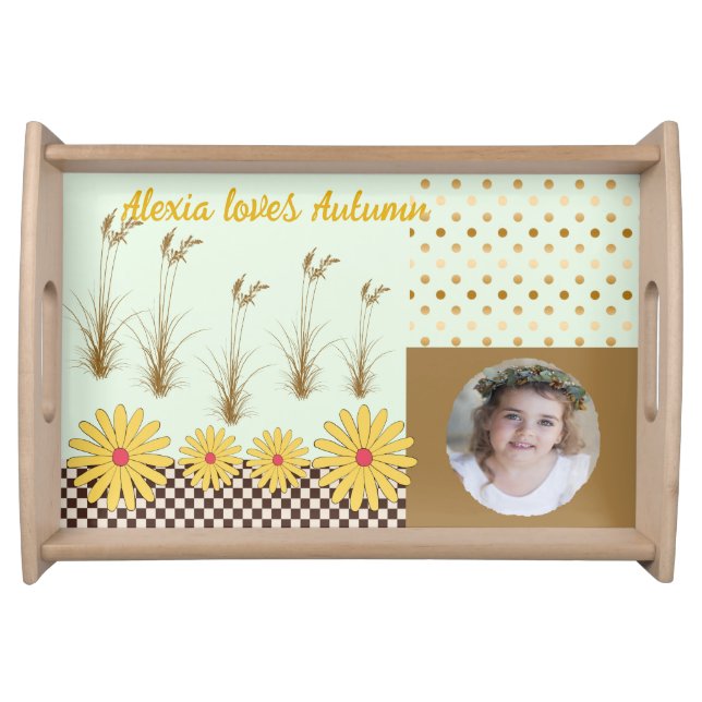 Love Autumn & Pampa Grass & Photo Serving Tray (Front)