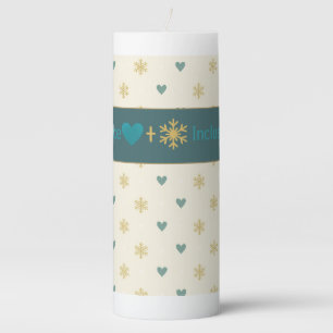 Love Awareness Pattern (Hearts & Snowflakes) Pillar Candle