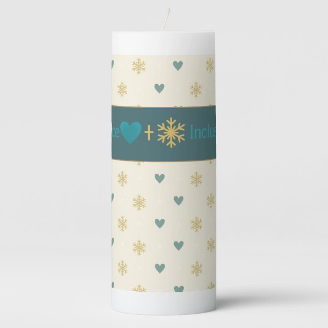 Love Awareness Pattern (Hearts & Snowflakes) Pillar Candle (Front)