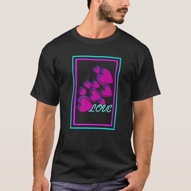 LOVE Awesome Retro Heart Vapor Wave Designs Presen T-Shirt (Front)