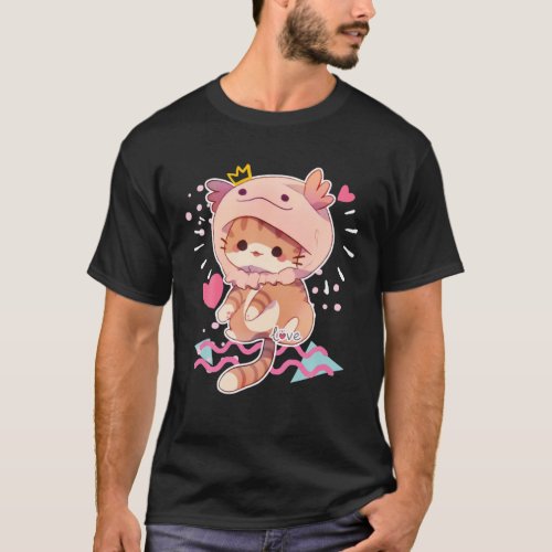Love Axolotl Hat Cat Cute Axolotl Lover Heart Matc T_Shirt