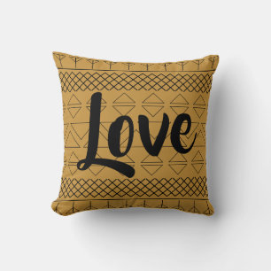 Love Aztec Pattern Print Geometric Southwest Ochre Throw Pillow
