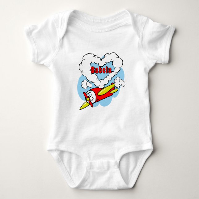Love Babcia Kids Airplane Baby Bodysuit (Front)