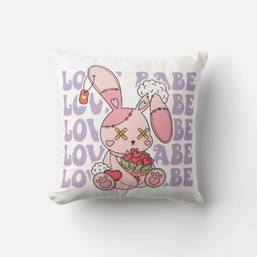 Love Babe Valentine Bunny Throw Pillow