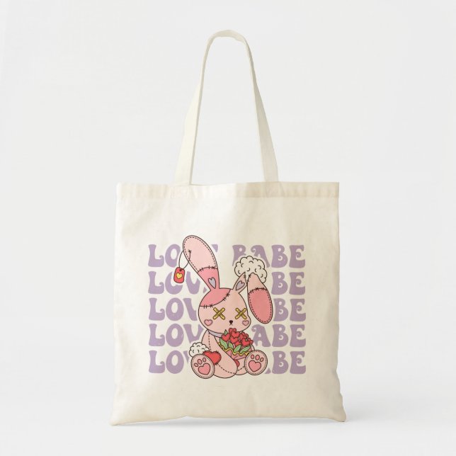 Love Babe Valentine Bunny Tote Bag (Front)