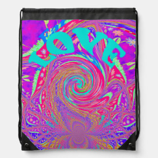 Love Baby Colors inspired elegant graphic text art Drawstring Bag